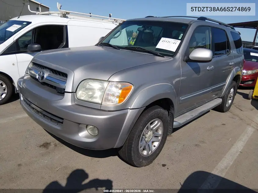 2006 Toyota Sequoia Limited V8 VIN: 5TDZT38A66S274869 Lot: 45520041