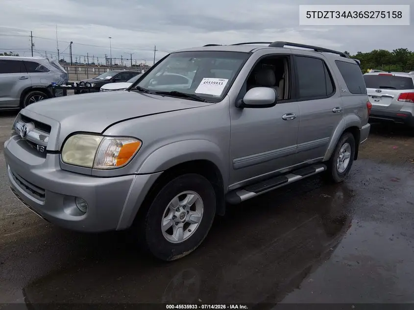2006 Toyota Sequoia Sr5 V8 VIN: 5TDZT34A36S275158 Lot: 45535933