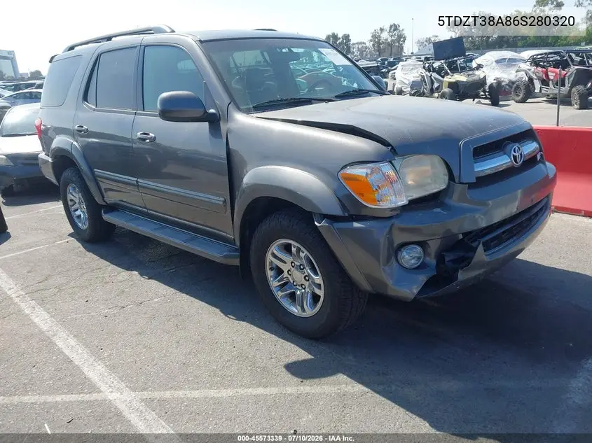 2006 Toyota Sequoia Limited V8 VIN: 5TDZT38A86S280320 Lot: 45573339