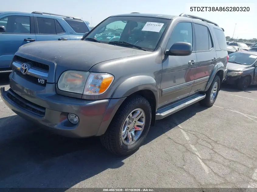 2006 Toyota Sequoia Limited V8 VIN: 5TDZT38A86S280320 Lot: 45573339