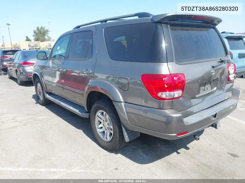 2006 Toyota Sequoia Limited V8 VIN: 5TDZT38A86S280320 Lot: 45573339