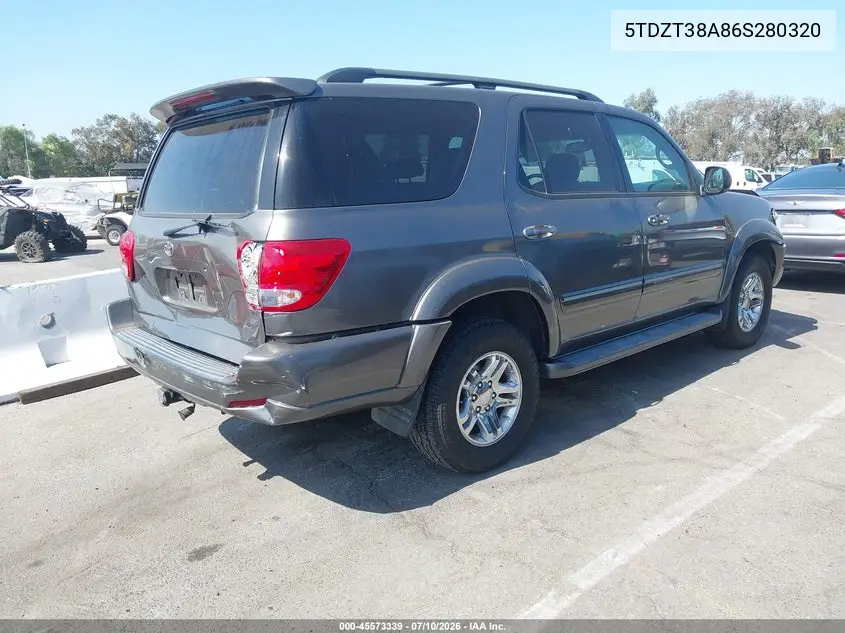 2006 Toyota Sequoia Limited V8 VIN: 5TDZT38A86S280320 Lot: 45573339