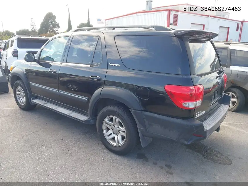 2006 Toyota Sequoia Limited V8 VIN: 5TDZT38A06S274463 Lot: 45624045