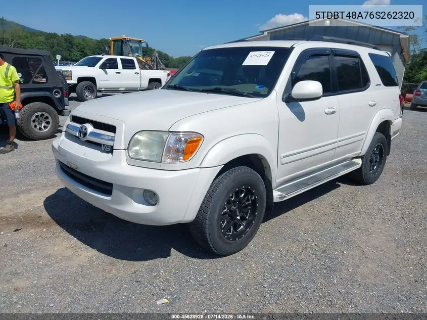 2006 Toyota Sequoia Limited V8 VIN: 5TDBT48A76S262320 Lot: 45628928