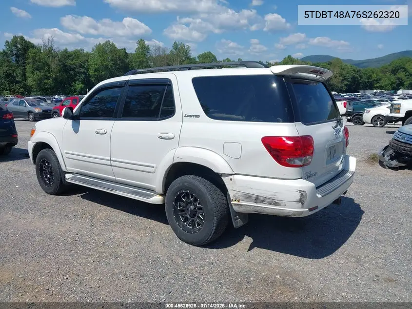 2006 Toyota Sequoia Limited V8 VIN: 5TDBT48A76S262320 Lot: 45628928