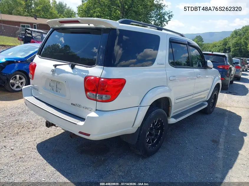 2006 Toyota Sequoia Limited V8 VIN: 5TDBT48A76S262320 Lot: 45628928