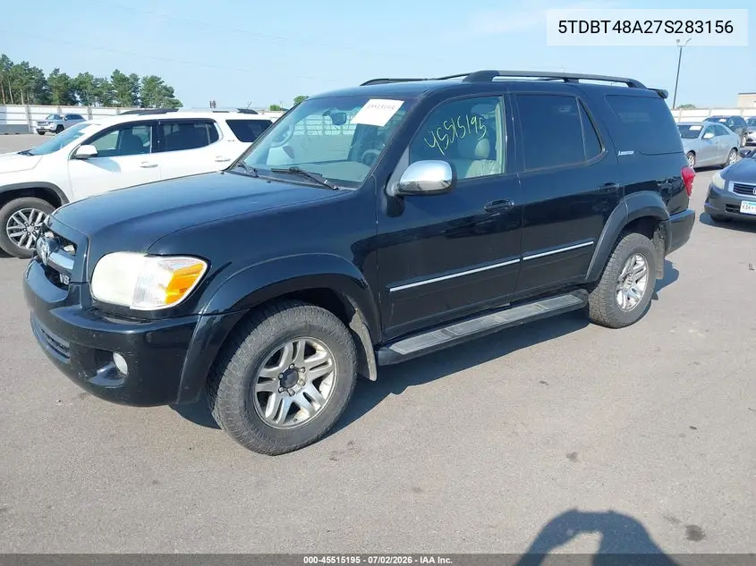 2007 Toyota Sequoia Limited VIN: 5TDBT48A27S283156 Lot: 45515195
