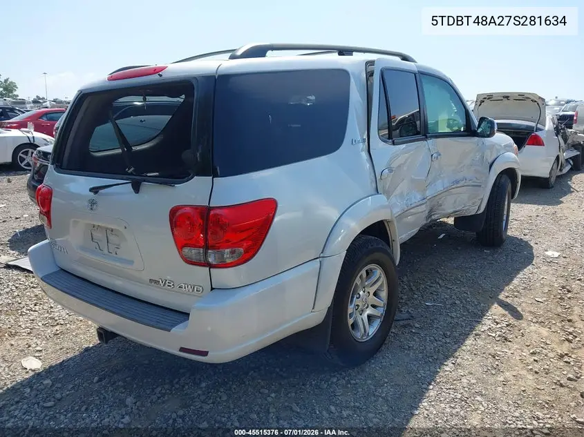 2007 Toyota Sequoia Limited VIN: 5TDBT48A27S281634 Lot: 45515376
