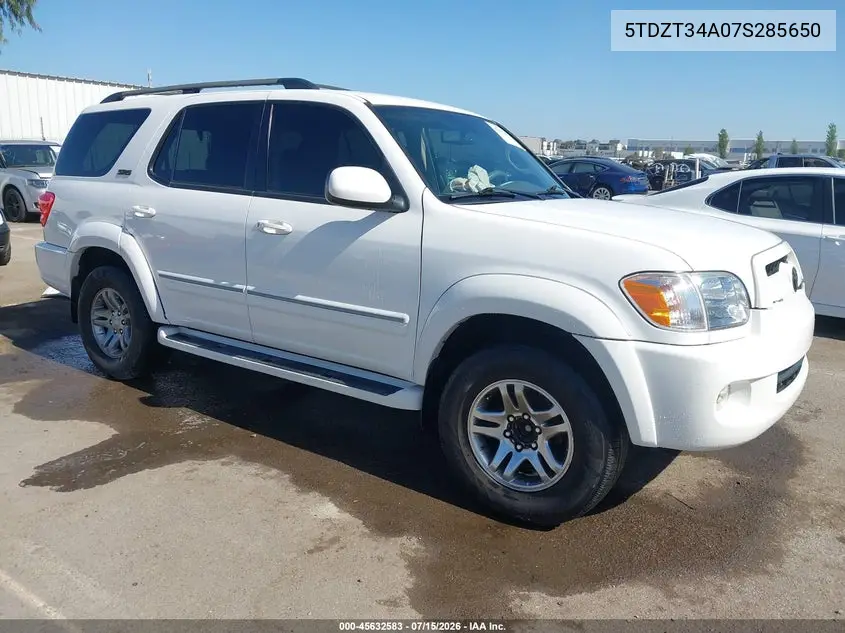 2007 Toyota Sequoia Sr5 VIN: 5TDZT34A07S285650 Lot: 45632583