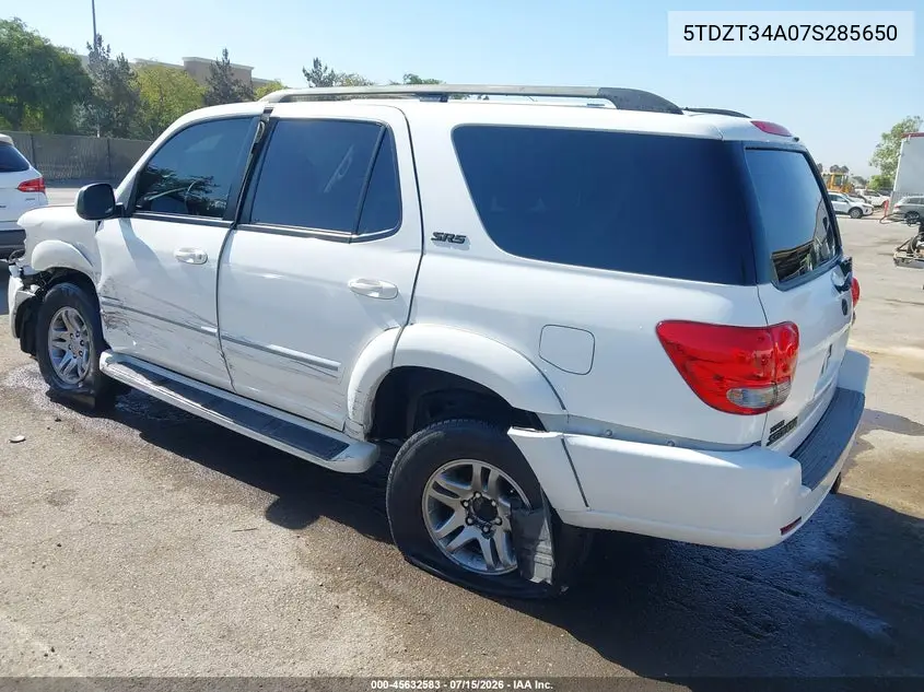 2007 Toyota Sequoia Sr5 VIN: 5TDZT34A07S285650 Lot: 45632583