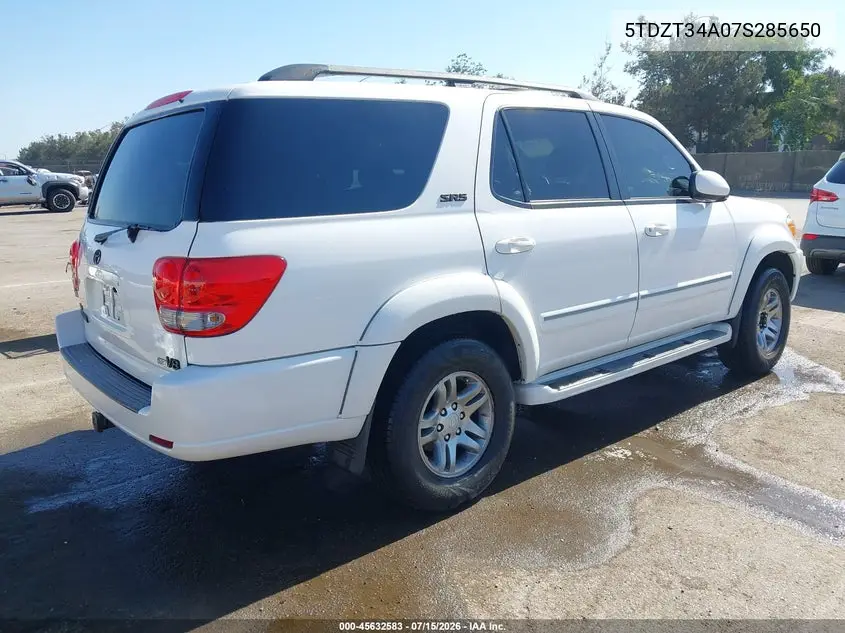 2007 Toyota Sequoia Sr5 VIN: 5TDZT34A07S285650 Lot: 45632583