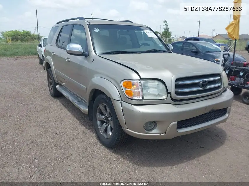 2007 Toyota Sequoia Limited V8 VIN: 5TDZT38A77S287633 Lot: 45667539