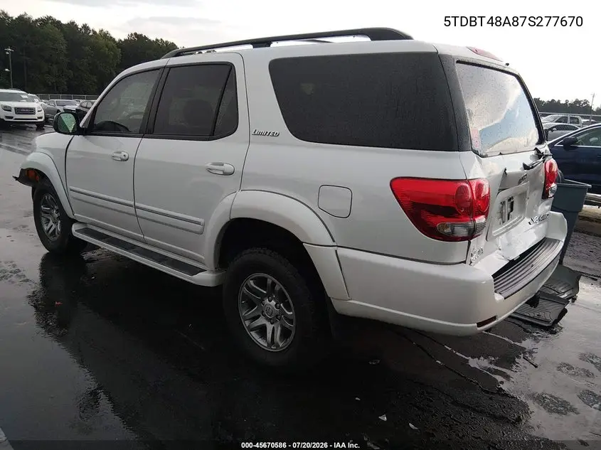 2007 Toyota Sequoia Limited VIN: 5TDBT48A87S277670 Lot: 45670586