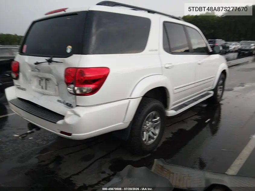 2007 Toyota Sequoia Limited VIN: 5TDBT48A87S277670 Lot: 45670586