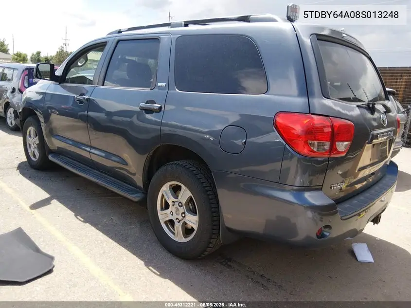 2008 Toyota Sequoia Sr5 5.7L V8 VIN: 5TDBY64A08S013248 Lot: 45312221