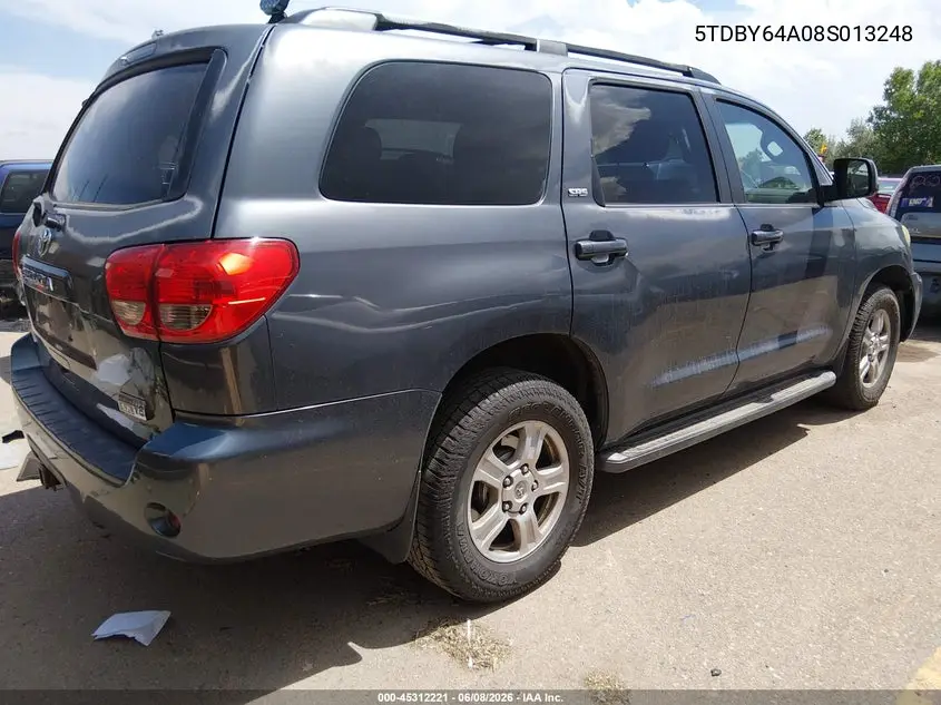 2008 Toyota Sequoia Sr5 5.7L V8 VIN: 5TDBY64A08S013248 Lot: 45312221