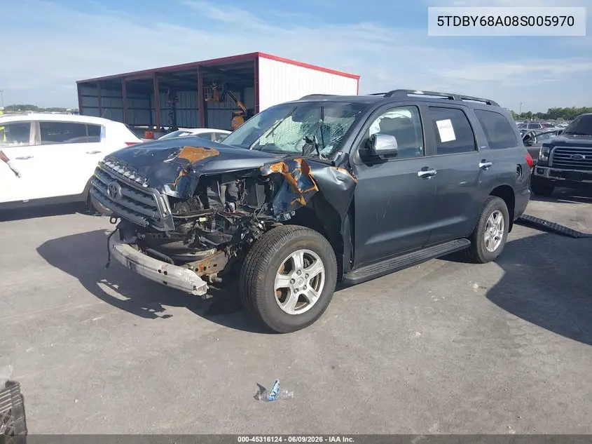 2008 Toyota Sequoia Limited 5.7L V8 VIN: 5TDBY68A08S005970 Lot: 45316124