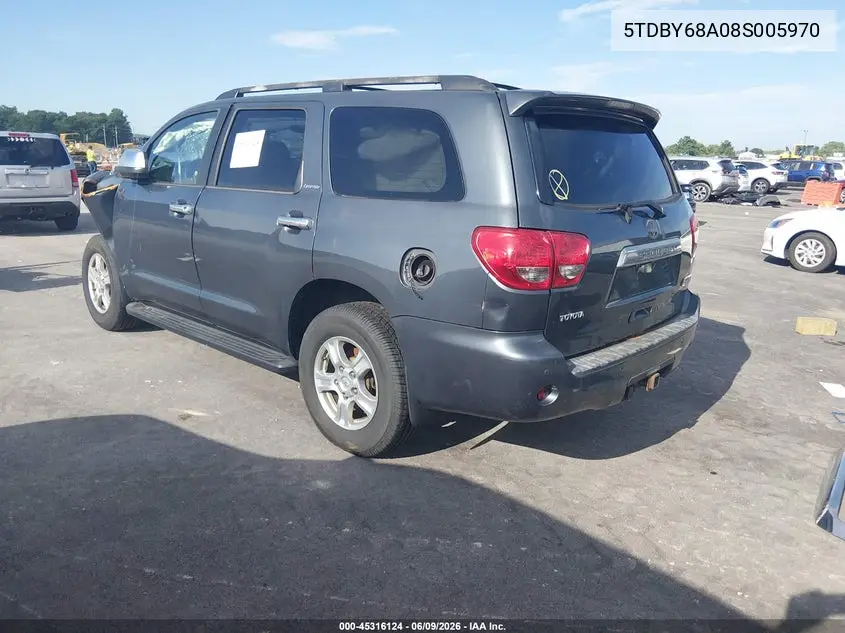 2008 Toyota Sequoia Limited 5.7L V8 VIN: 5TDBY68A08S005970 Lot: 45316124