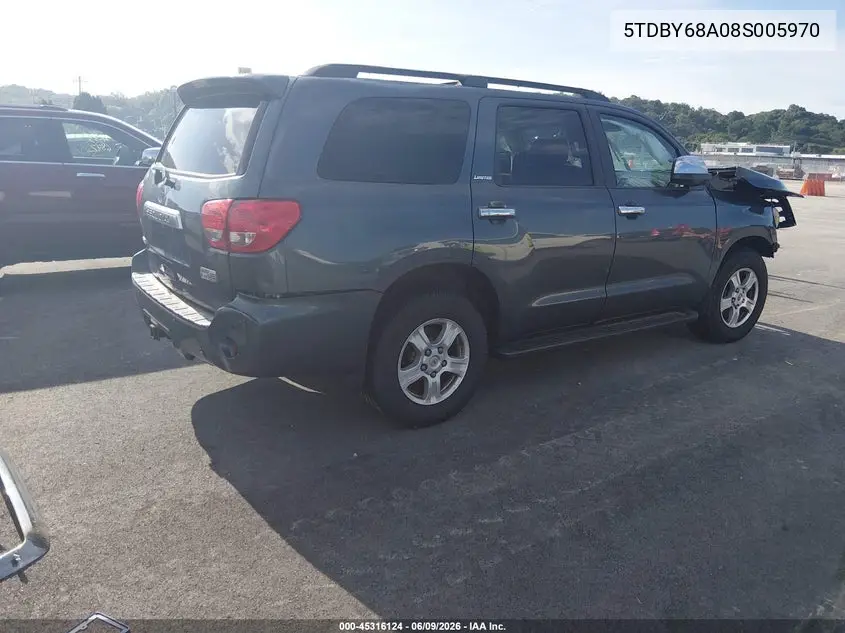 2008 Toyota Sequoia Limited 5.7L V8 VIN: 5TDBY68A08S005970 Lot: 45316124