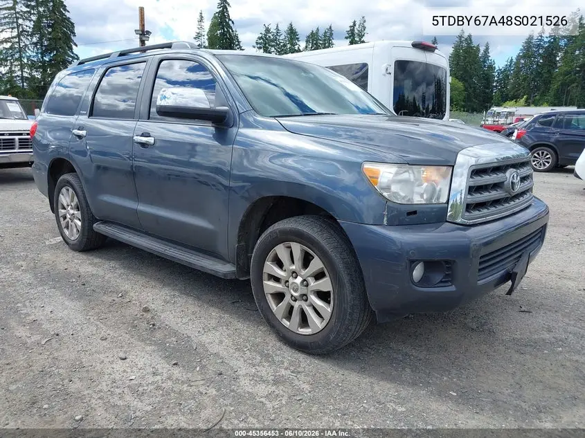 2008 Toyota Sequoia Platinum 5.7L V8 VIN: 5TDBY67A48S021526 Lot: 45356453