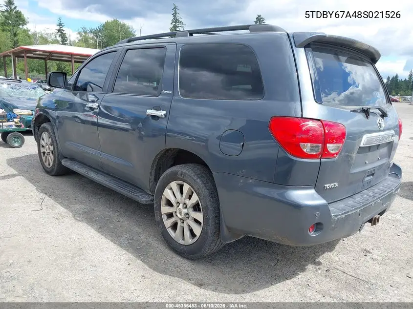2008 Toyota Sequoia Platinum 5.7L V8 VIN: 5TDBY67A48S021526 Lot: 45356453