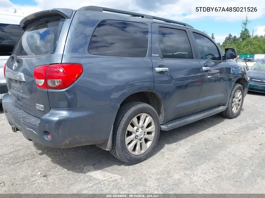 2008 Toyota Sequoia Platinum 5.7L V8 VIN: 5TDBY67A48S021526 Lot: 45356453