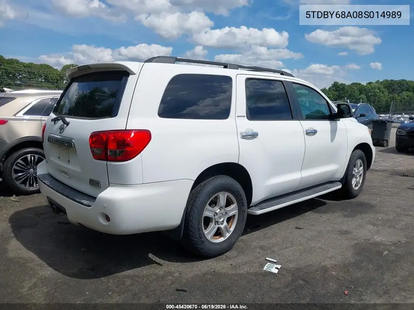 2008 Toyota Sequoia Limited 5.7L V8 VIN: 5TDBY68A08S014989 Lot: 45420670