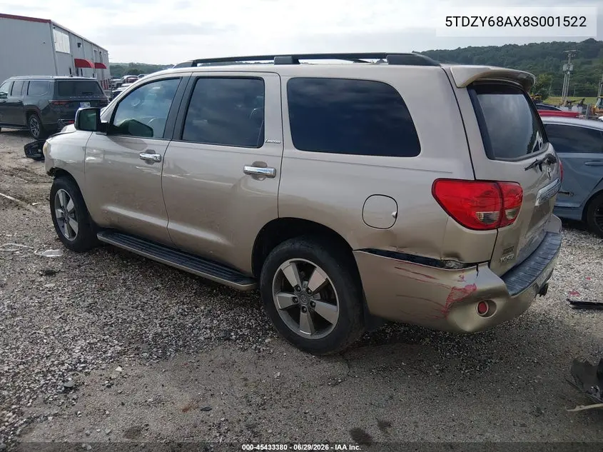 2008 Toyota Sequoia Limited 5.7L V8 VIN: 5TDZY68AX8S001522 Lot: 45433380