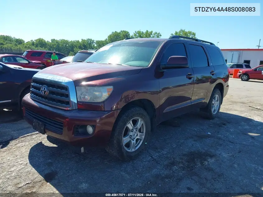 2008 Toyota Sequoia Sr5 5.7L V8 VIN: 5TDZY64A48S008083 Lot: 45617571