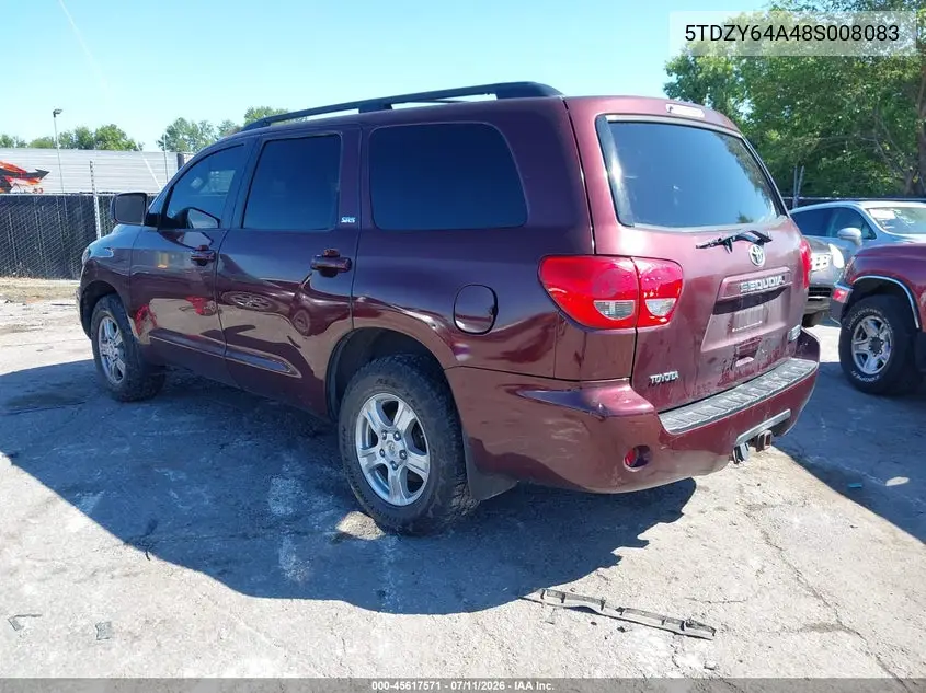 2008 Toyota Sequoia Sr5 5.7L V8 VIN: 5TDZY64A48S008083 Lot: 45617571