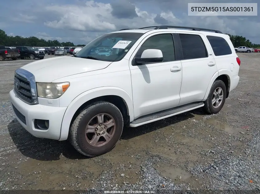 2010 Toyota Sequoia Sr5 4.6L V8 VIN: 5TDZM5G15AS001361 Lot: 45602635