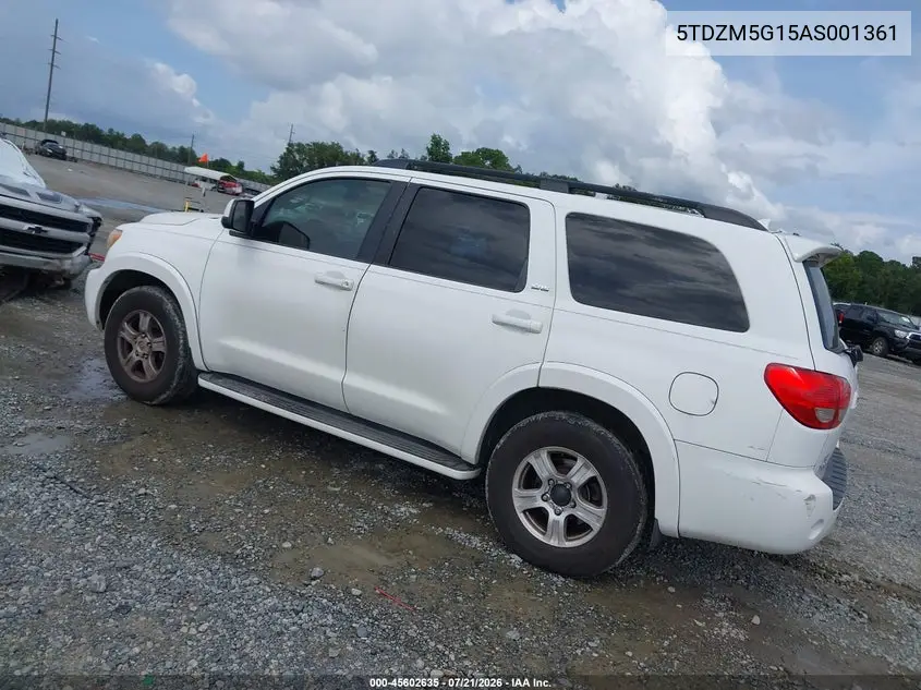 2010 Toyota Sequoia Sr5 4.6L V8 VIN: 5TDZM5G15AS001361 Lot: 45602635