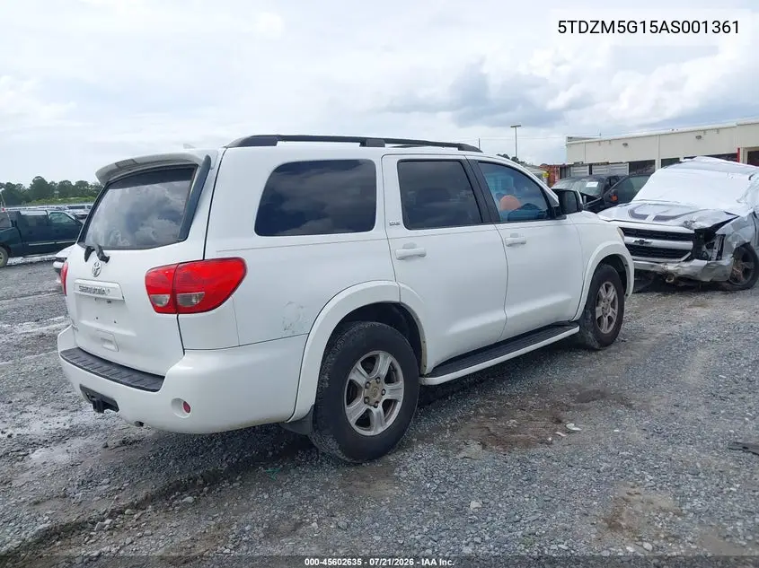2010 Toyota Sequoia Sr5 4.6L V8 VIN: 5TDZM5G15AS001361 Lot: 45602635