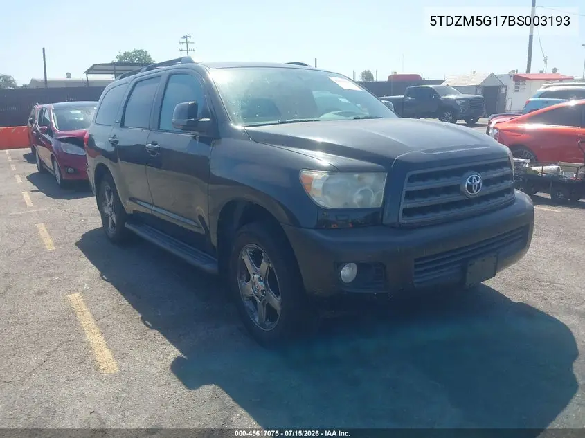 2011 Toyota Sequoia Sr5 4.6L V8 VIN: 5TDZM5G17BS003193 Lot: 45617075