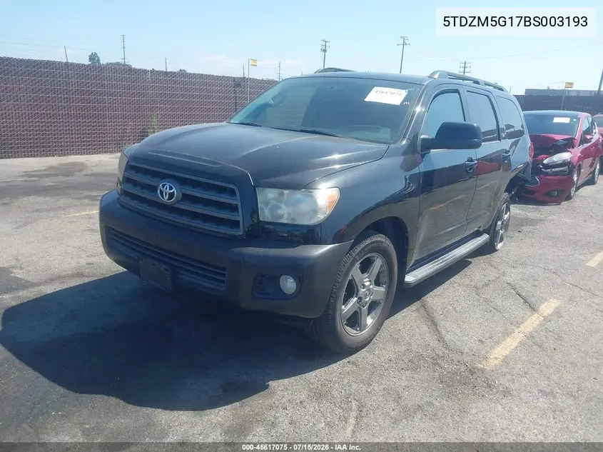 2011 Toyota Sequoia Sr5 4.6L V8 VIN: 5TDZM5G17BS003193 Lot: 45617075