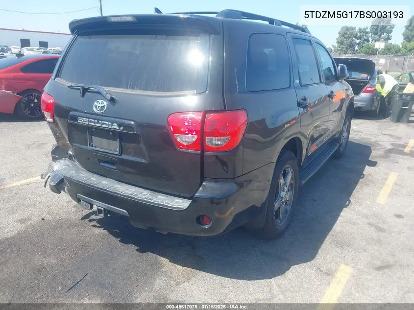 2011 Toyota Sequoia Sr5 4.6L V8 VIN: 5TDZM5G17BS003193 Lot: 45617075