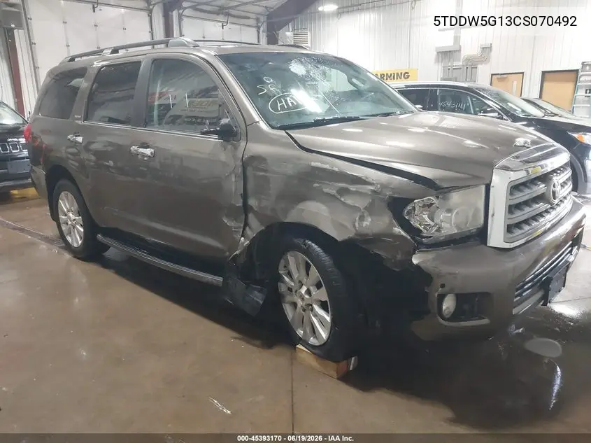 2012 Toyota Sequoia Platinum 5.7L V8 VIN: 5TDDW5G13CS070492 Lot: 45393170