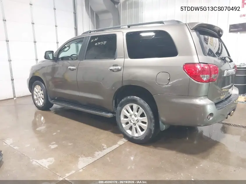 2012 Toyota Sequoia Platinum 5.7L V8 VIN: 5TDDW5G13CS070492 Lot: 45393170