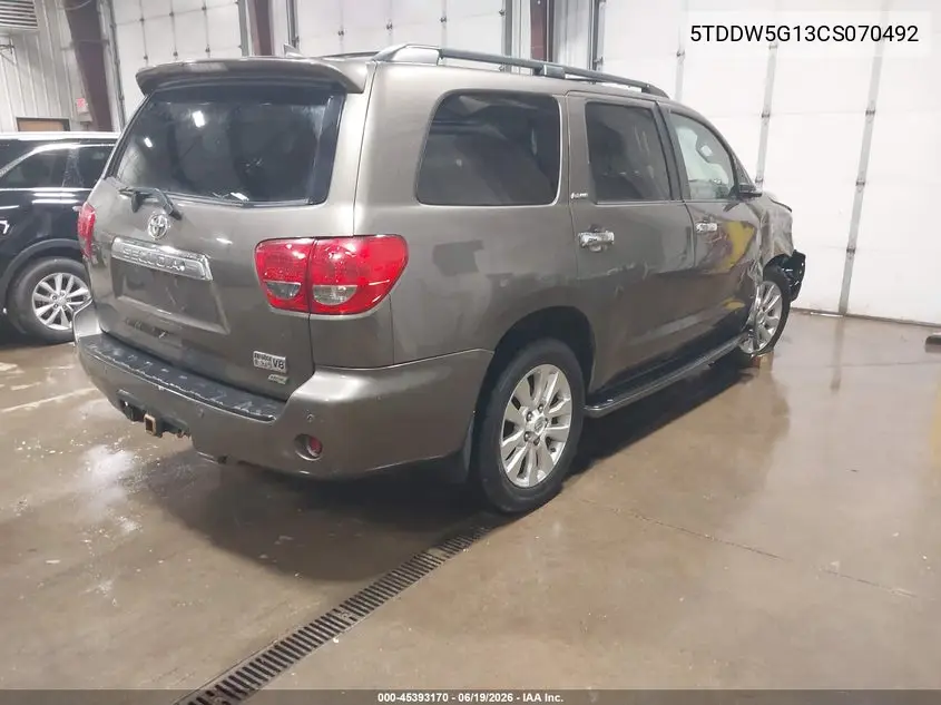 2012 Toyota Sequoia Platinum 5.7L V8 VIN: 5TDDW5G13CS070492 Lot: 45393170