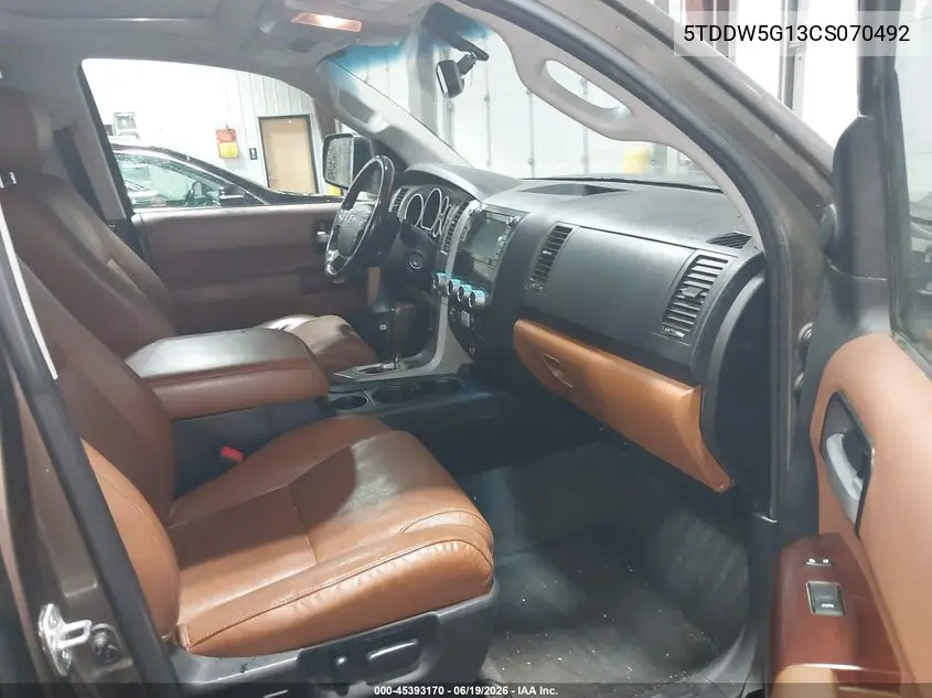 2012 Toyota Sequoia Platinum 5.7L V8 VIN: 5TDDW5G13CS070492 Lot: 45393170