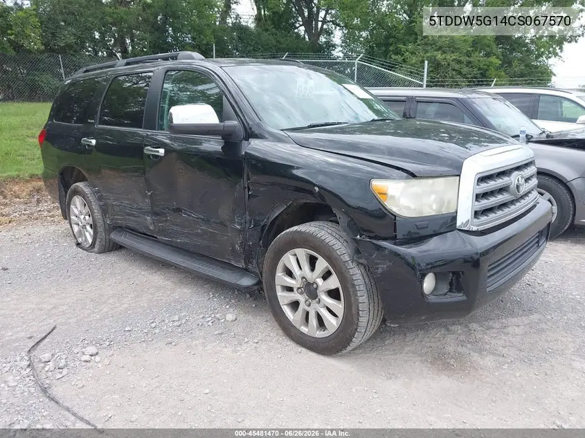 2012 Toyota Sequoia Platinum 5.7L V8 VIN: 5TDDW5G14CS067570 Lot: 45481470