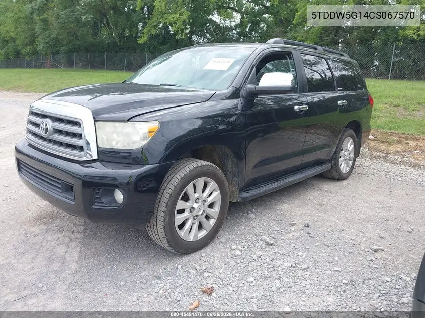 2012 Toyota Sequoia Platinum 5.7L V8 VIN: 5TDDW5G14CS067570 Lot: 45481470