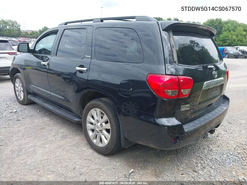 2012 Toyota Sequoia Platinum 5.7L V8 VIN: 5TDDW5G14CS067570 Lot: 45481470
