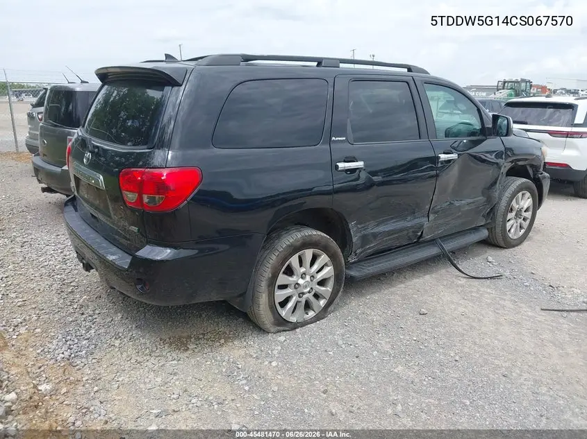 2012 Toyota Sequoia Platinum 5.7L V8 VIN: 5TDDW5G14CS067570 Lot: 45481470