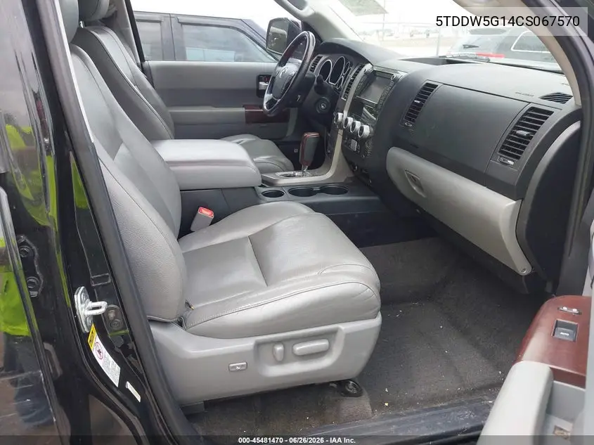 2012 Toyota Sequoia Platinum 5.7L V8 VIN: 5TDDW5G14CS067570 Lot: 45481470