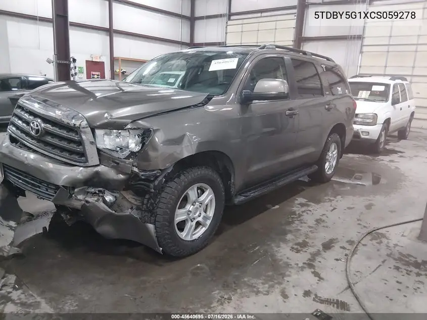 2012 Toyota Sequoia Sr5 5.7L V8 VIN: 5TDBY5G1XCS059278 Lot: 45640695