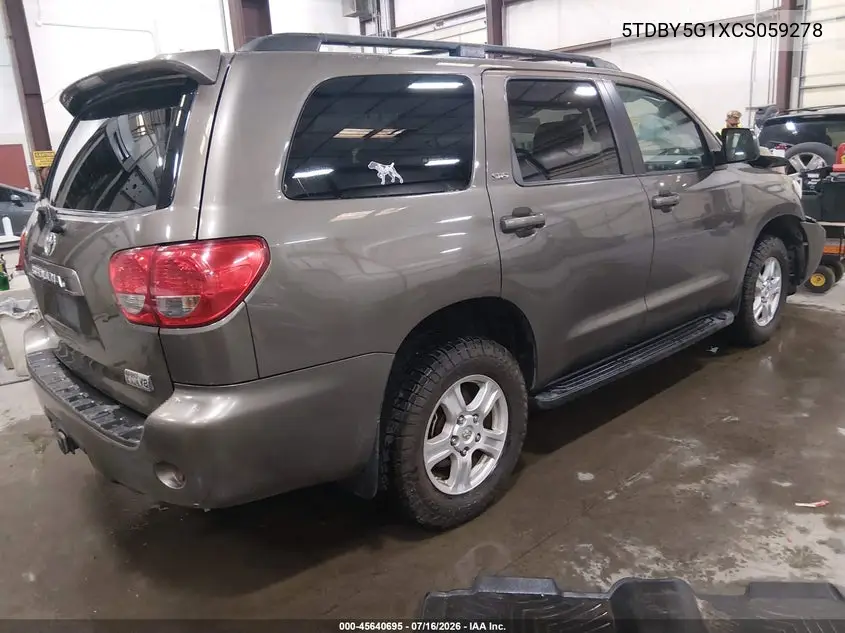 2012 Toyota Sequoia Sr5 5.7L V8 VIN: 5TDBY5G1XCS059278 Lot: 45640695
