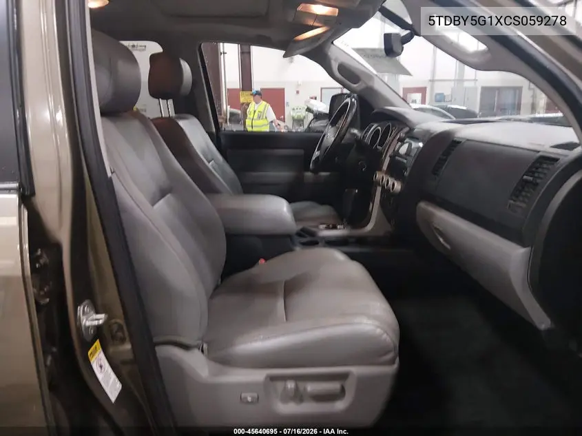 2012 Toyota Sequoia Sr5 5.7L V8 VIN: 5TDBY5G1XCS059278 Lot: 45640695