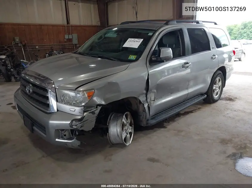 2016 Toyota Sequoia Sr5 5.7L V8 VIN: 5TDBW5G10GS137269 Lot: 45594364