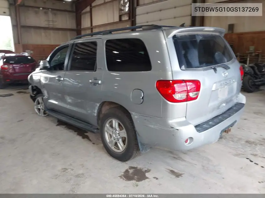 2016 Toyota Sequoia Sr5 5.7L V8 VIN: 5TDBW5G10GS137269 Lot: 45594364